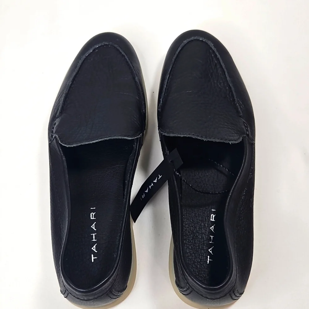 Tahari Black Leather Loafers Size 6